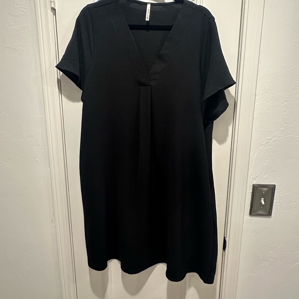 Mitoshop XL black shift dress with pockets